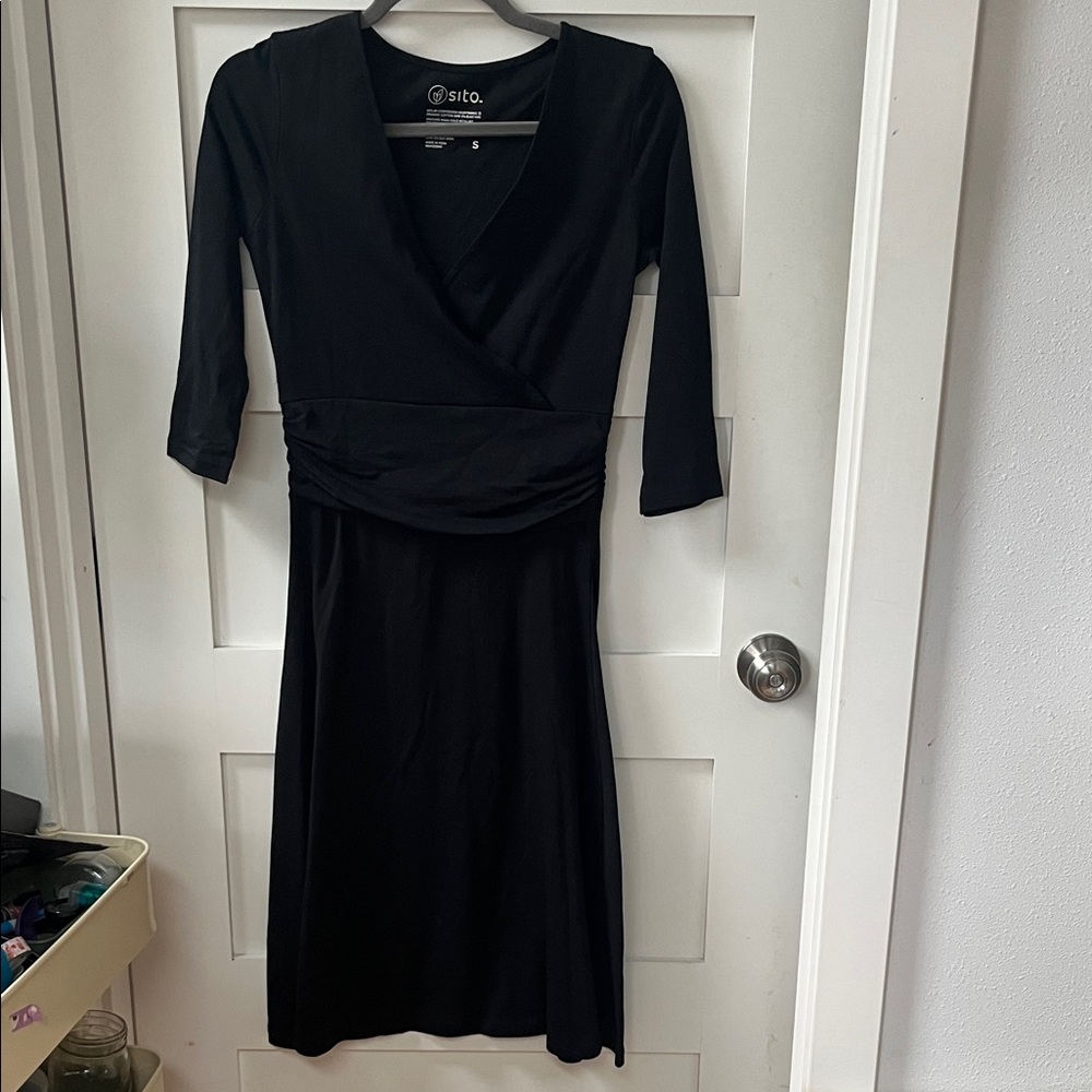 Sito Women's Elegant Black Long Sleeve Dress